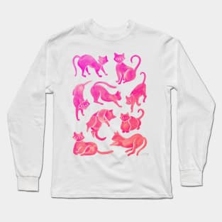 pink cat positions Long Sleeve T-Shirt